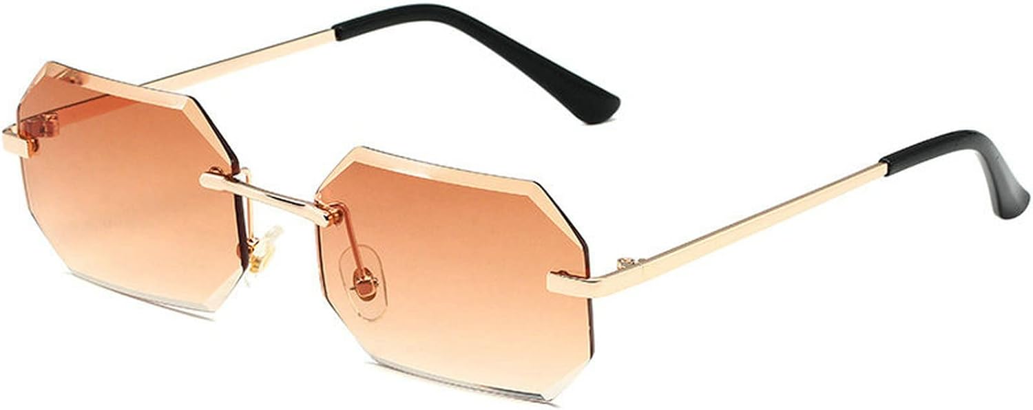 

Солнцезащитные очки COTIA без оправы, прямоугольные, женские, с защитой от УФ-излучения UV400, модные мужские солнцезащитные очки, прозрачные, летние аксессуары, маленькие квадратные, Tea