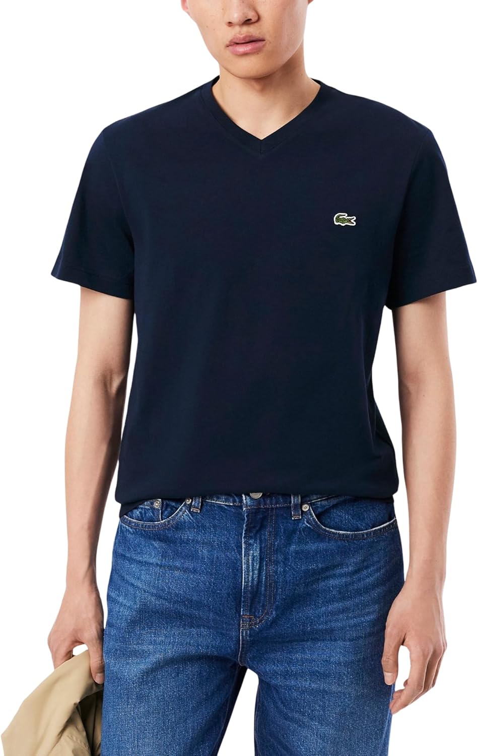 

Мужская хлопковая футболка Lacoste с V-образным вырезом, Navy Blue, Синий, Мужская хлопковая футболка Lacoste с V-образным вырезом, Navy Blue
