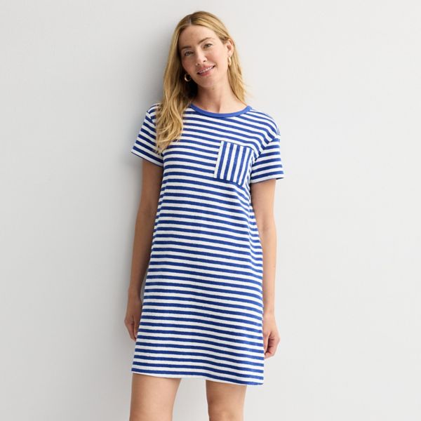 

Женское платье-футболка из махрового полотенца Sonoma Goods For Life, цвет indigo blue stripe