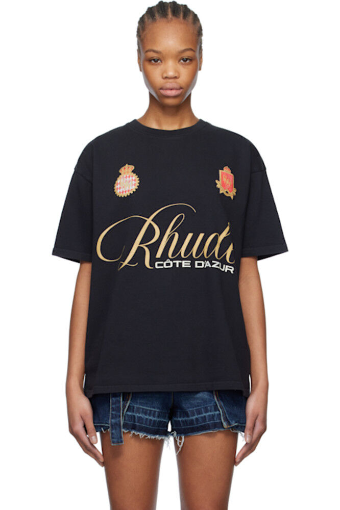 

Черная футболка с надписью «Rhude»