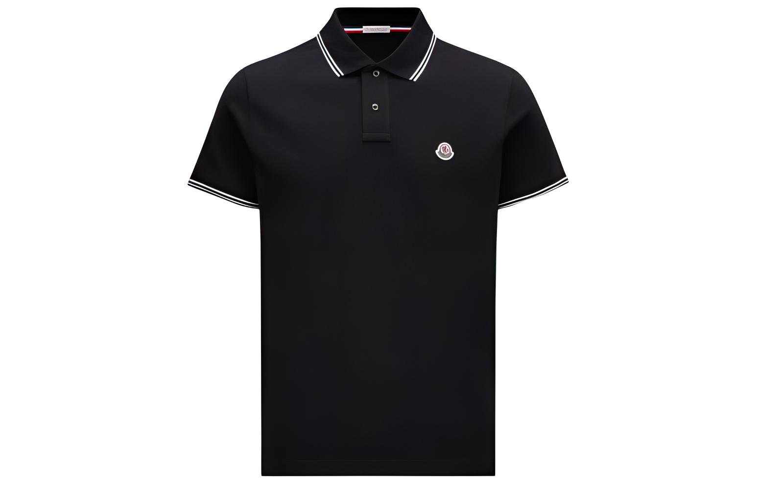 

Поло с коротким рукавом и нашивкой-логотипом Moncler, черный