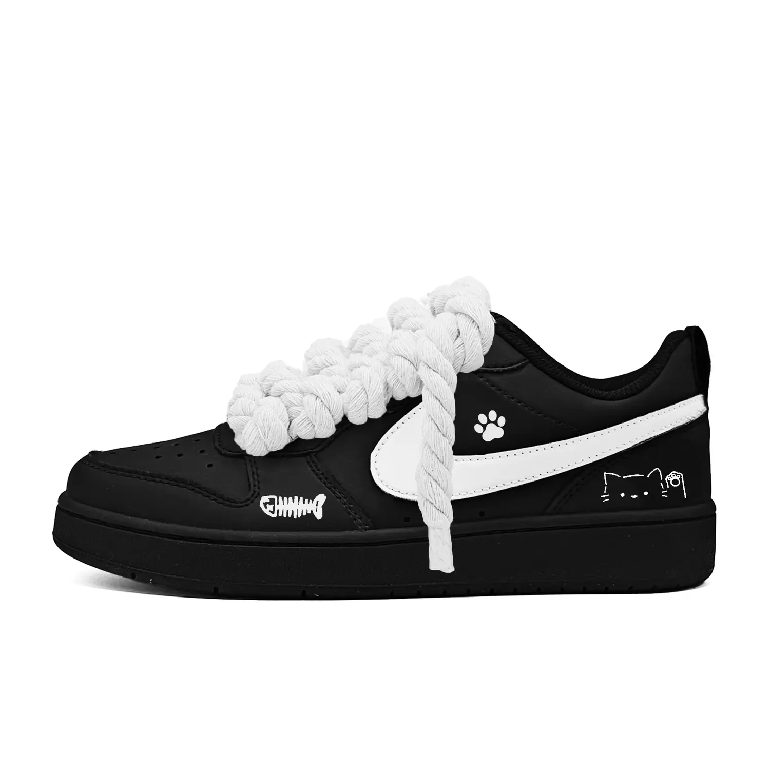 

Nike Court Borough Lucky Cat нескользящие легкие амортизирующие низкие детские скейтбординг кроссовки White