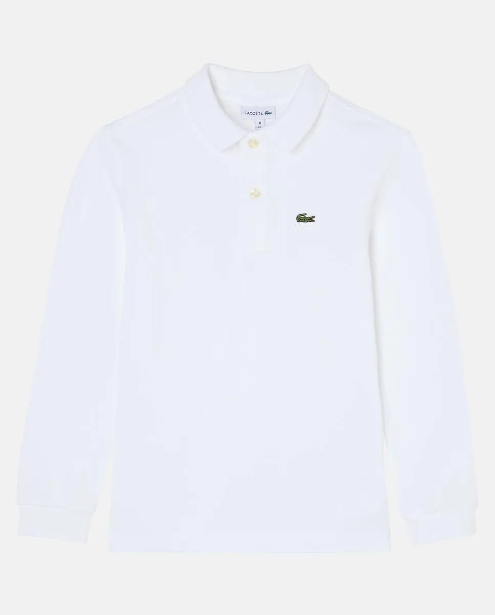 

Поло из пике с длинными рукавами для мальчика Lacoste, белый