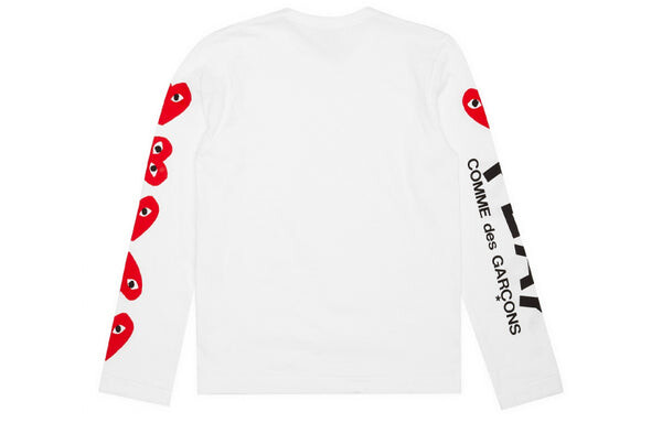 Футболка alternating hearts long-sleeve t-shirt 'white' Comme Des Garcons Play, белый — фото 2