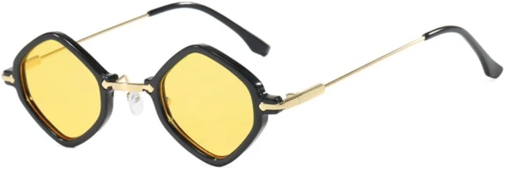 

Винтажные солнцезащитные очки в стиле панк с ромбовидным рисунком для женщин и мужчин, роскошные солнцезащитные очки в металлической оправе для вождения VVTWSSW, Black Yellow