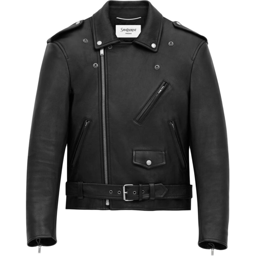 Кожаная куртка с молнией и отложным воротником SAINT LAURENT, черный — фото 4