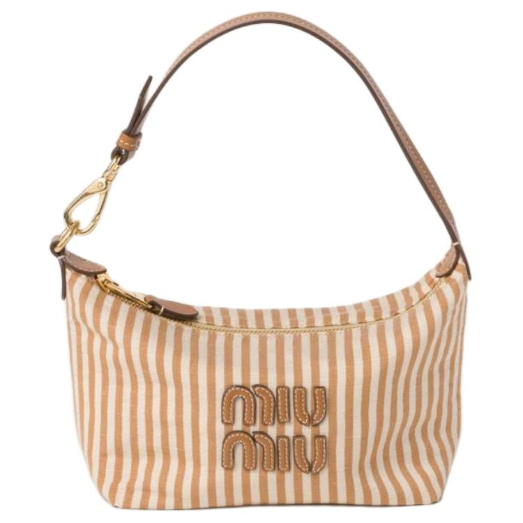 

MIU MIU Духовная тканевая сумка через плечо мини женская бежевая с карамельным