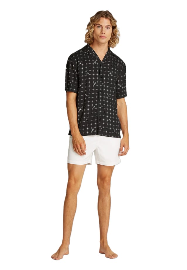 

Повседневная рубашка с коротким рукавом и воротником-лацканами Calvin Klein, черный