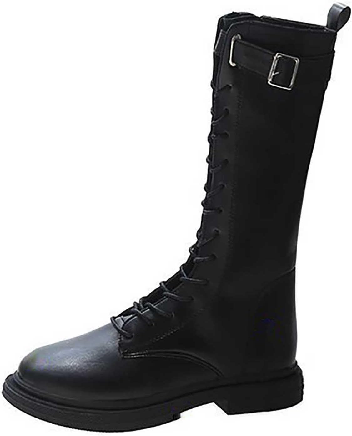 

Generic Детские сапоги для девочек до колена, с молнией и шнуровкой, боевые сапоги 2025 года, модные кожаные школьные сапоги, панк-готика, белые ботильоны, на возраст 4-12 лет