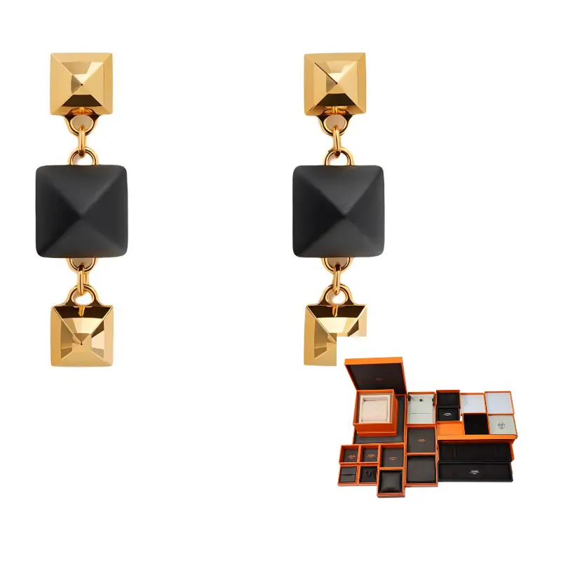 

HERMES Из телячьей кожи, металлические серьги Unisex Gold