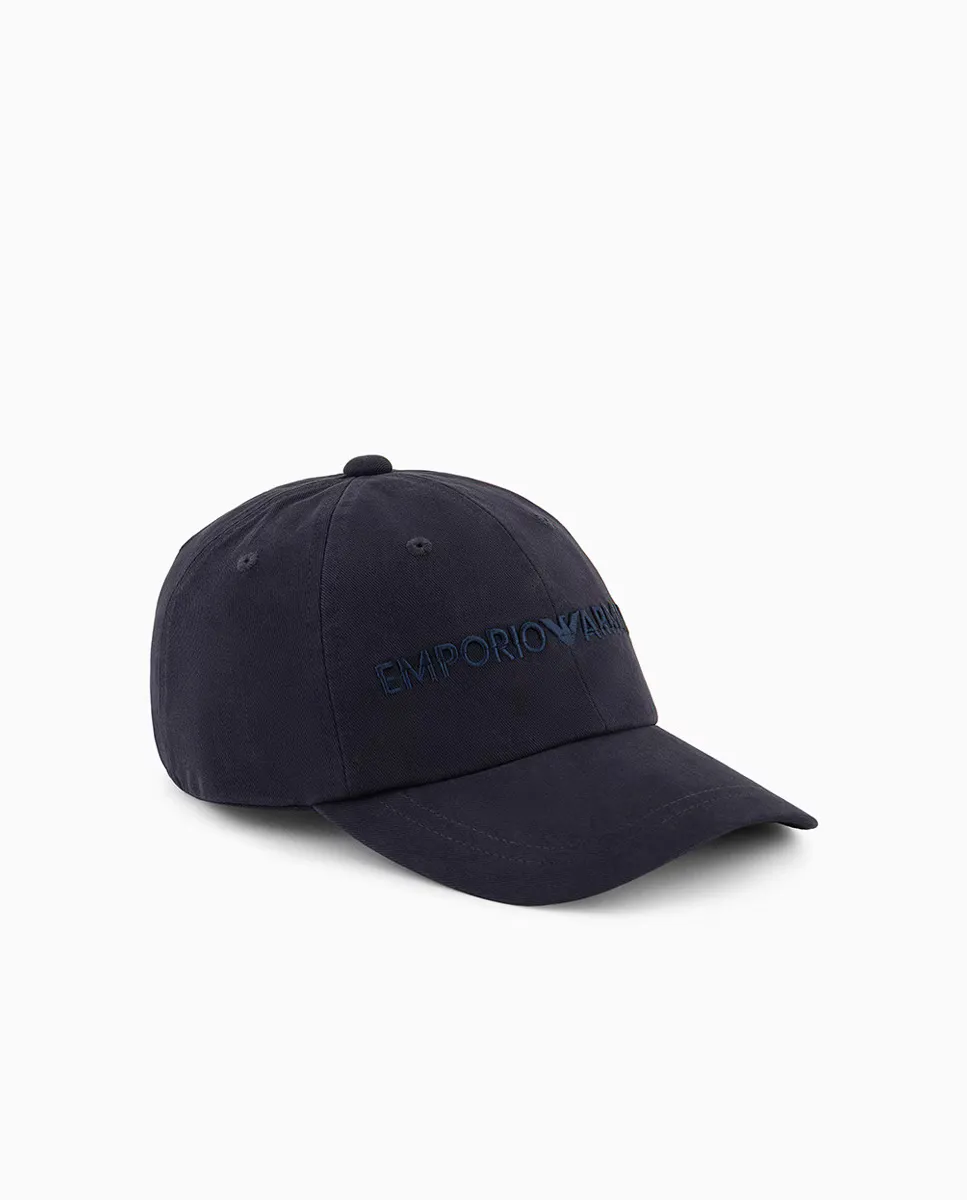 

Мужская хлопчатобумажная бейсболка с логотипом Emporio Armani, тёмно-синий