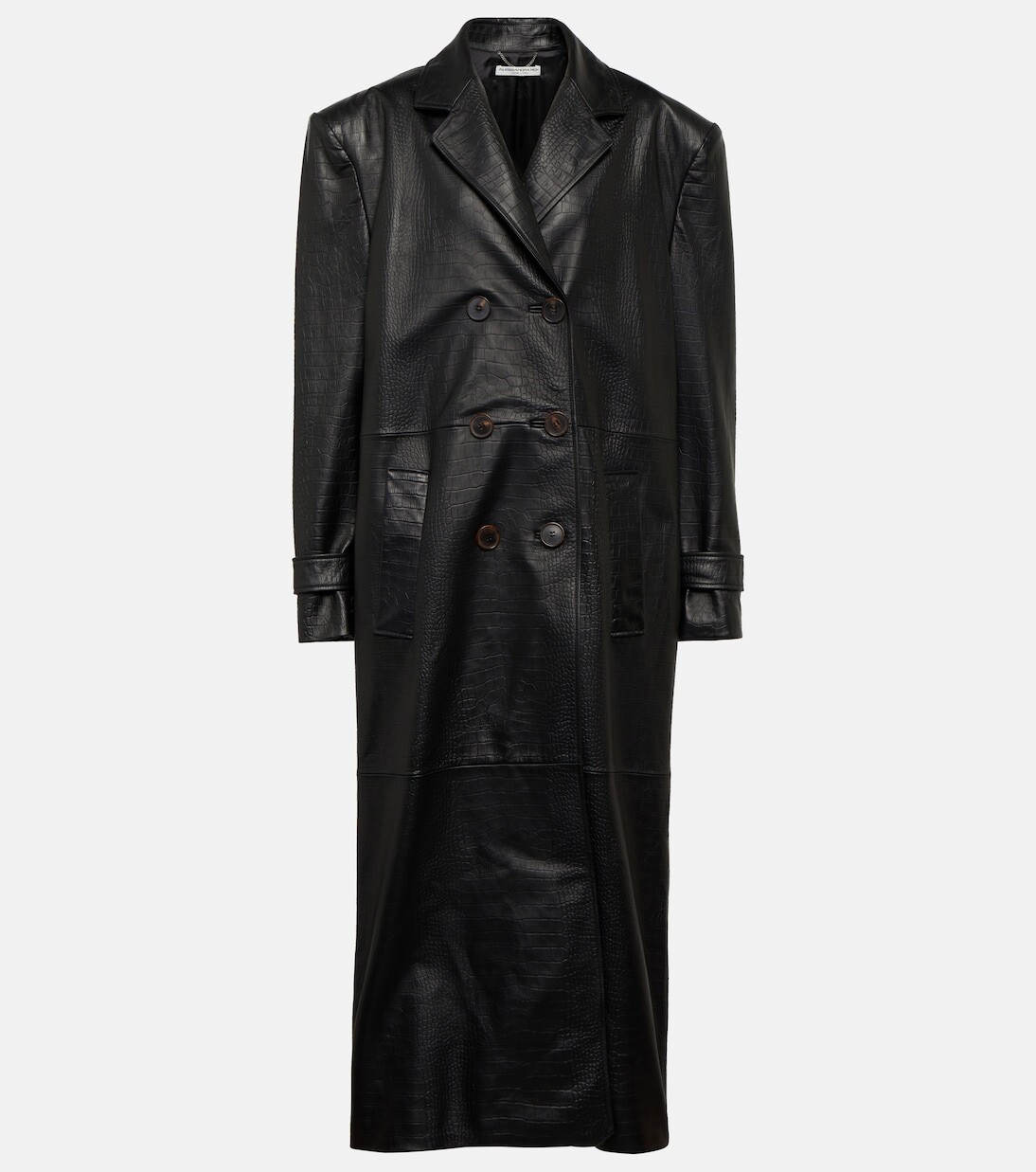 

Кожаное пальто оверсайз с тиснением Alessandra Rich, черный