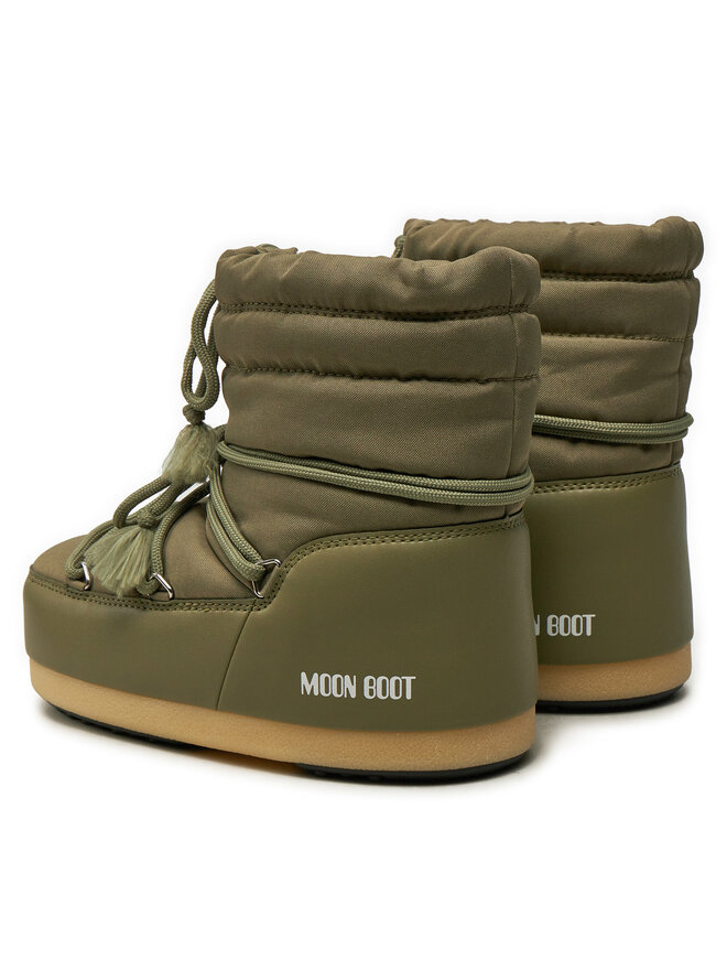 Зимние ботинки женские Moon Boot из нейлона на шнуровке, хаки — фото 3
