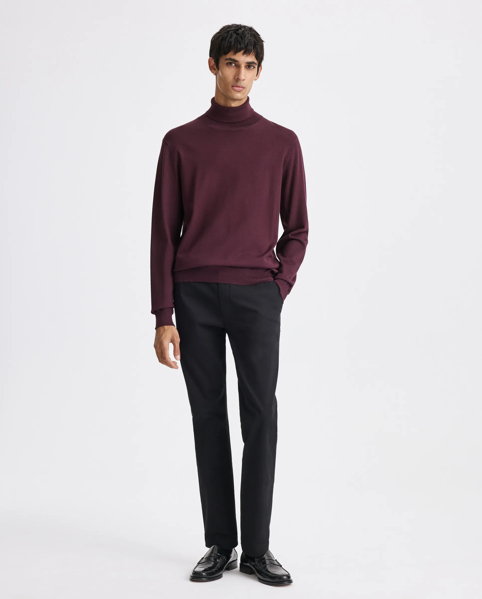 

Мужской свитер с воротником-стойкой Easy Wear, баклажановый