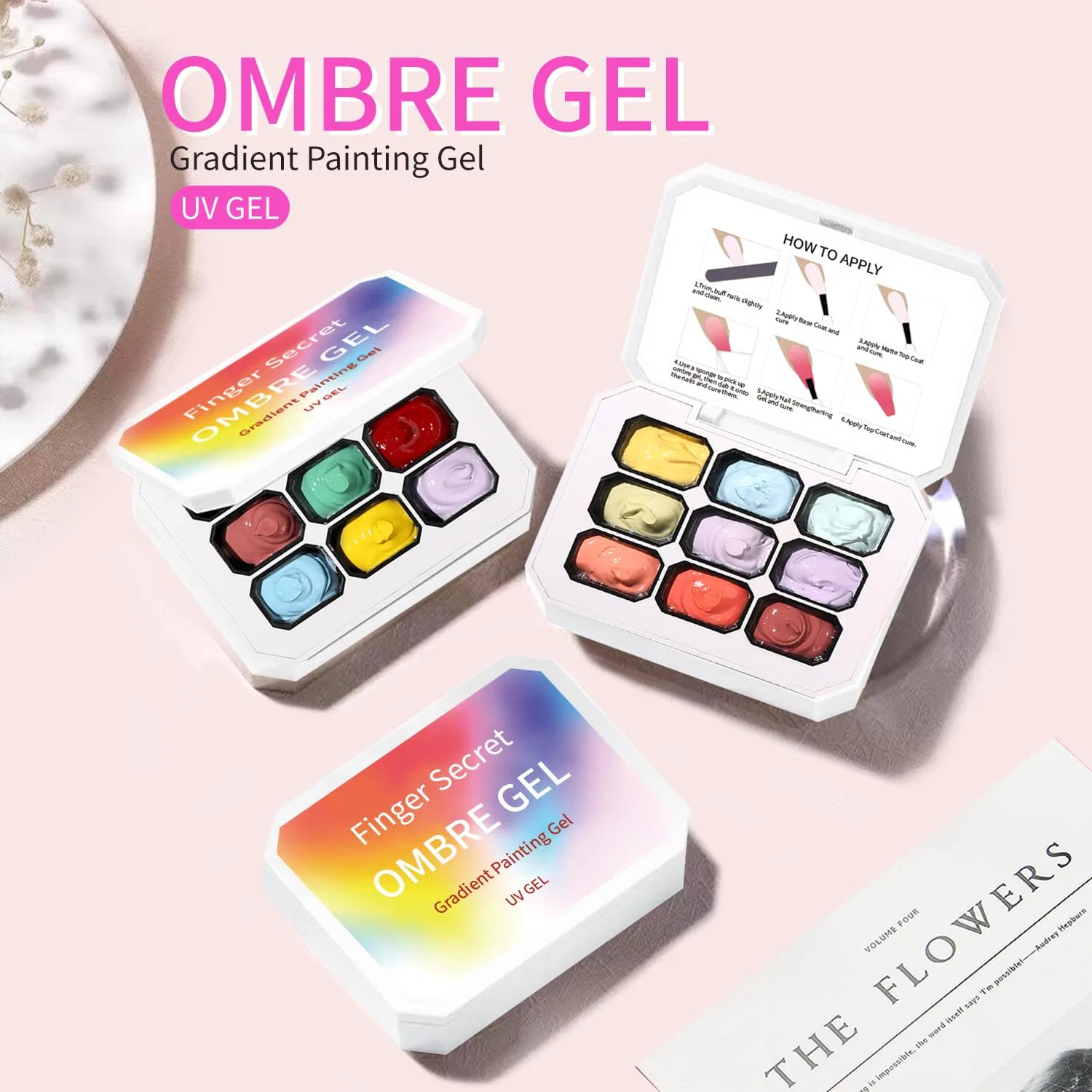 Набор Ombre Gel для градиентного маникюра с 100 спонжами Aijimei, B0 — фото 3