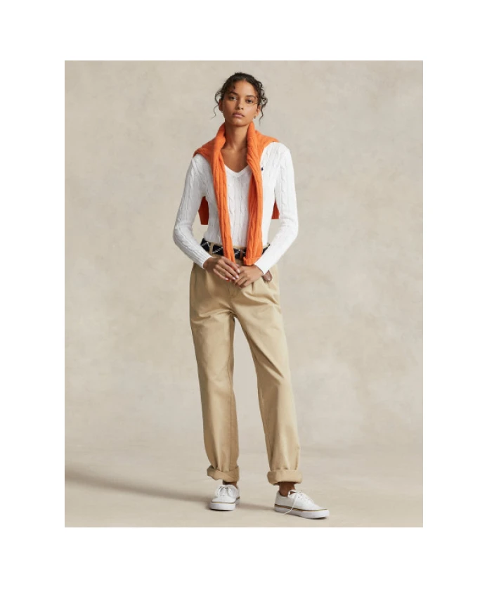 Свитер Kimberly из пима-хлопка, связанный витым узором. Polo Ralph Lauren, белый — фото 4