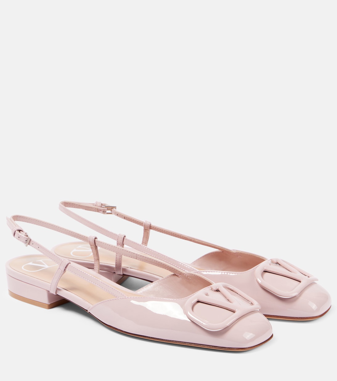 Кожаные балетки с пяткой на пятке VLogo Signature Valentino Garavani, Water Rose