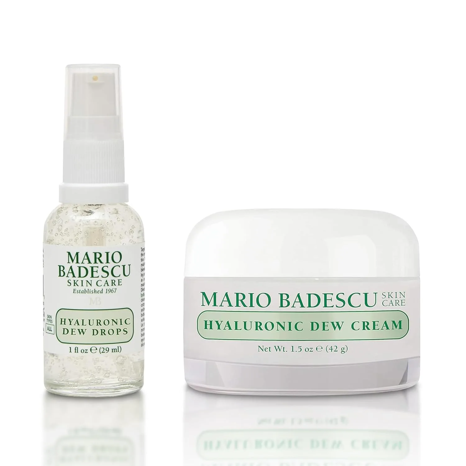 Mario Badescu Dewy Skin Duo: увлажняющий крем с гиалуроновой кислотой и сыворотка для сияющей кожи, Green