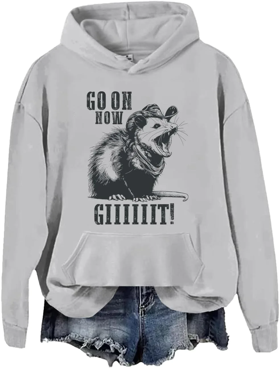 

Винтажный худи с опоссумом в стиле ковбоя JWVEL