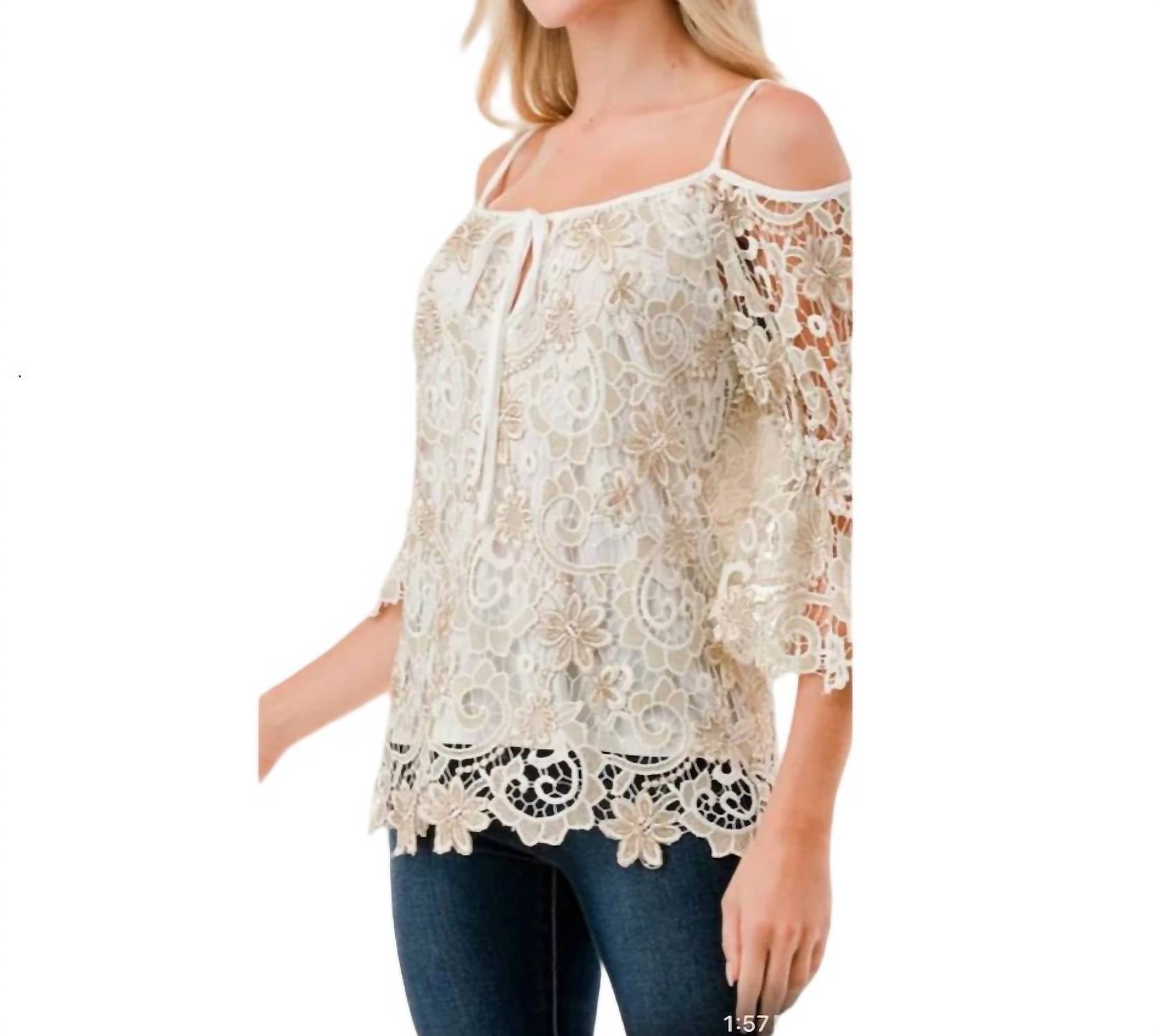 

Бежевый кружевной топ Fleurette Ivory VaVa