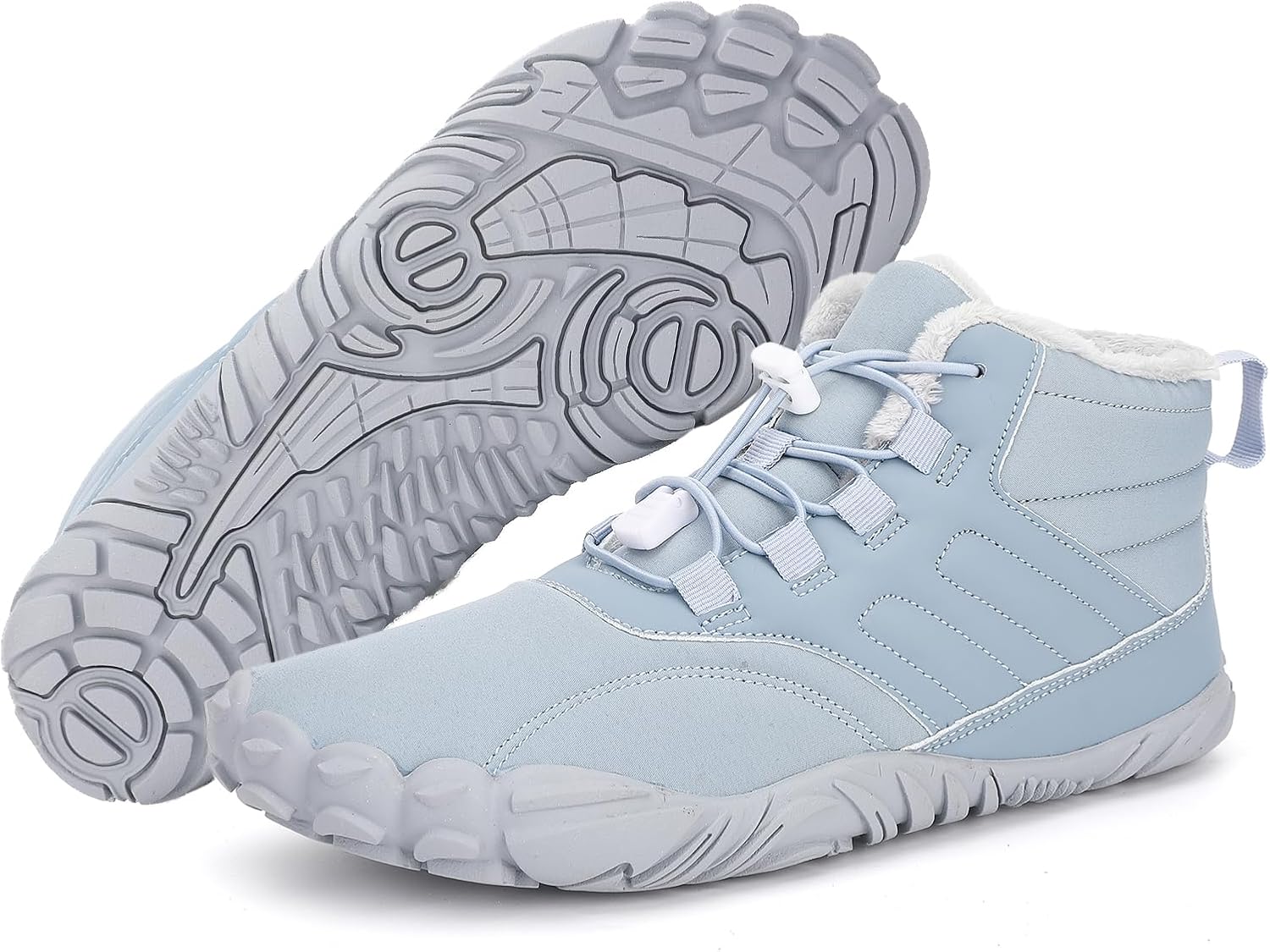 

Мужские босоножки Tongzone с широкой передней частью, с меховой подкладкой, минималистичные, с нулевым перепадом подошвы, зимние прогулочные ботинки, светло-голубой