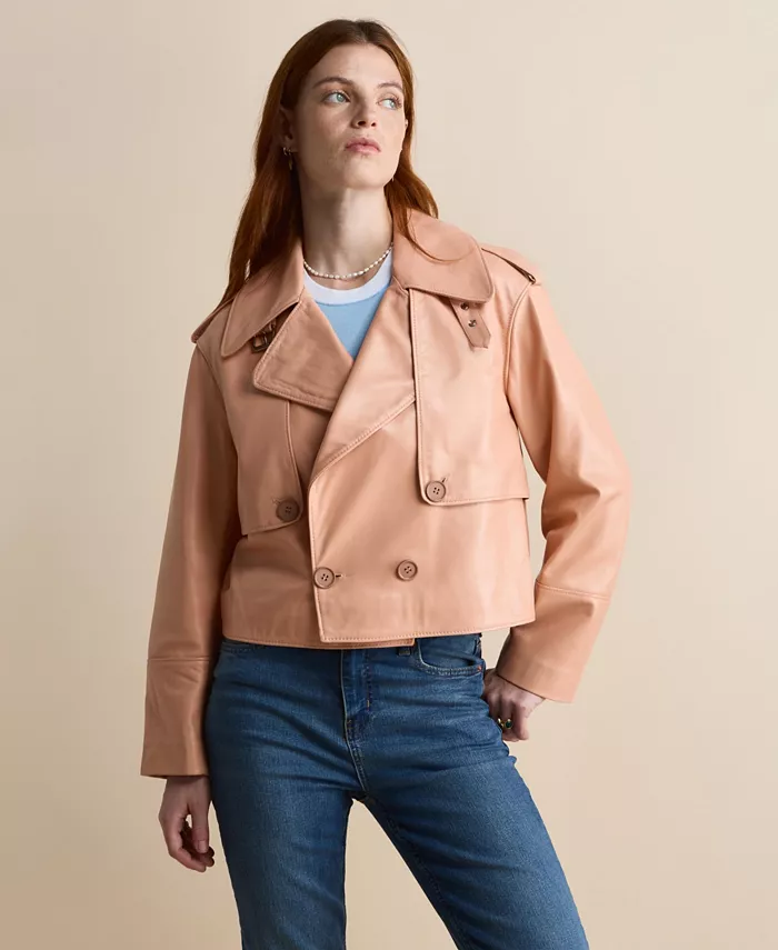

Женская кожаная укороченная куртка в стиле тренч Furniq UK, оранжевый