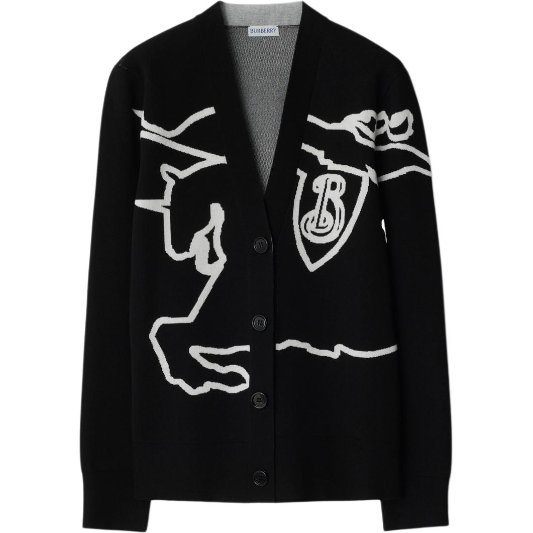 Кардиган Equestrian Knight Burberry, хлопковая смесь, черный — фото 3