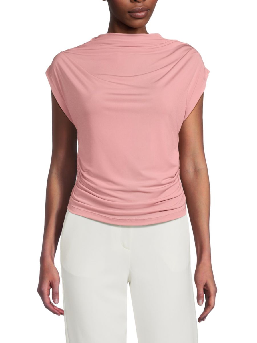 

Топ с высоким воротом и сборками Renee C., цвет Light Pink
