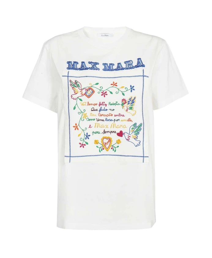 

Вышитая хлопковая футболка Max Mara, белый