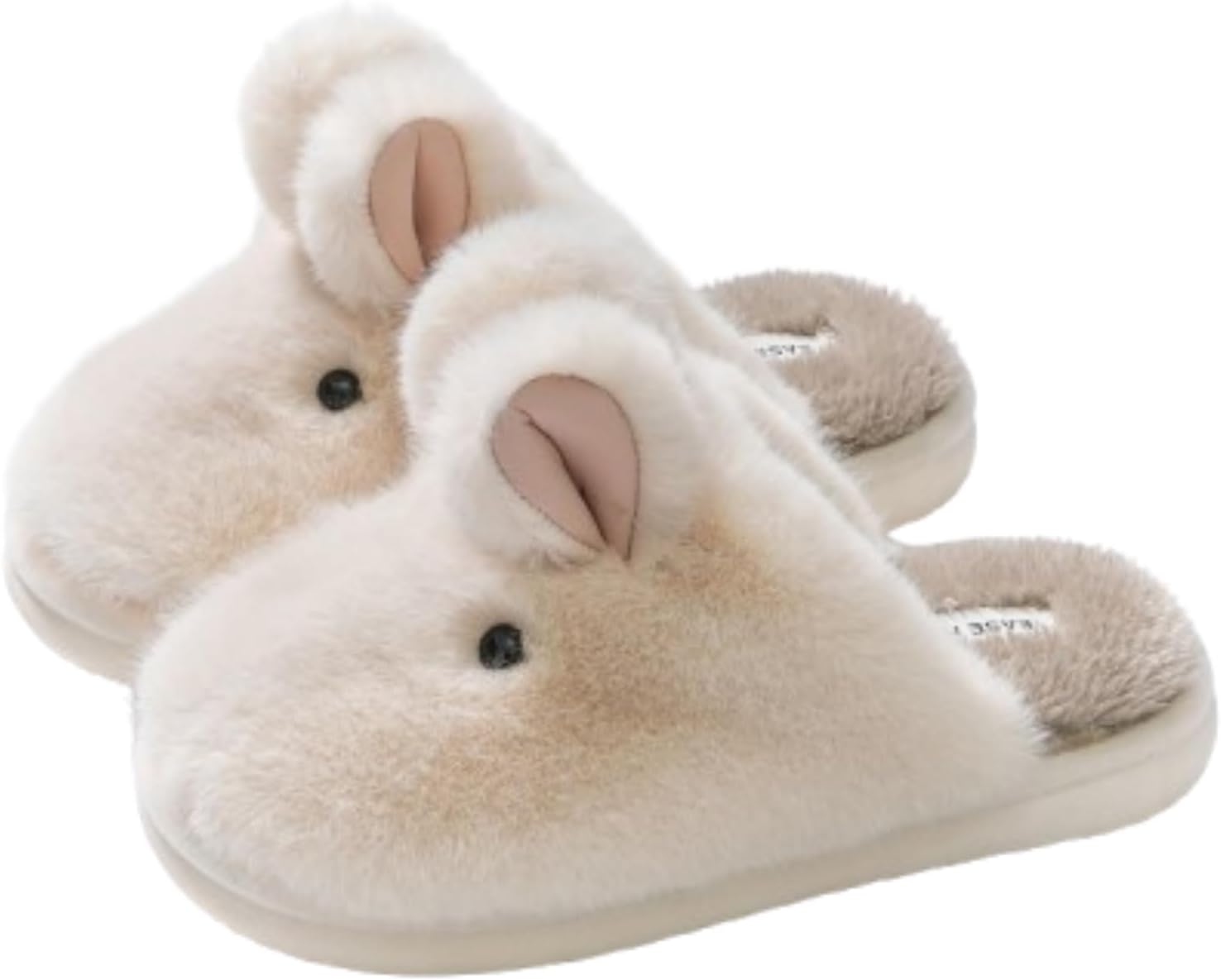 

Домашние тапочки Tellrain Bunny с милым дизайном для женщин и мужчин, уютные плюшевые тапочки, мягкие осенние и зимние теплые тапочки для дома с животными, кроликом, с памятью формы, нескользящие для использования в помещении, бежевый