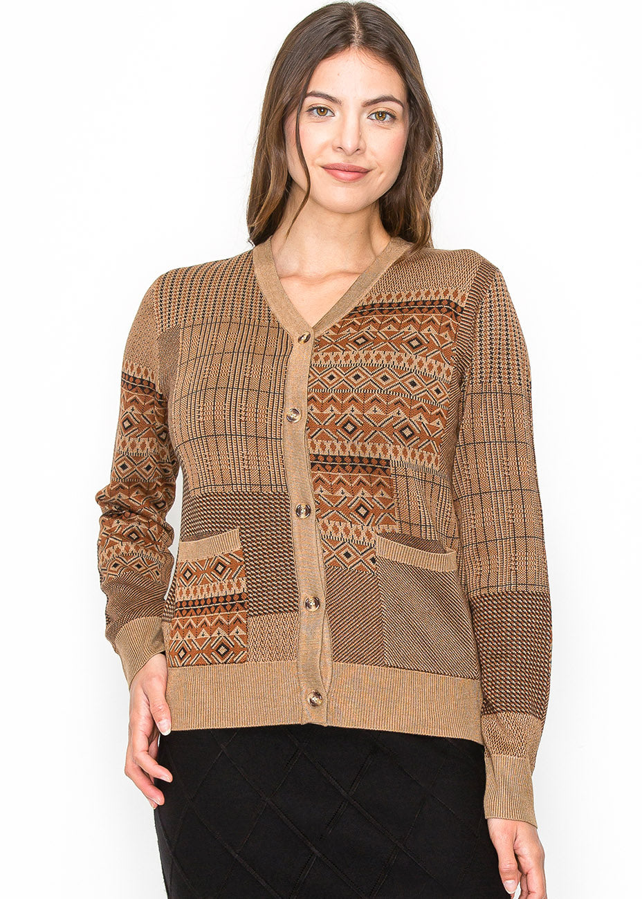 

Кардиган Camel Patchwork с пуговицами Yal New York