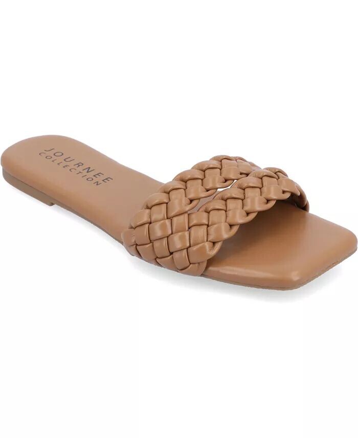 Женские шлепанцы Sawyerr Tru Comfort из пенопласта с широкой шириной и двойной плетеной лентой Journee Collection, коричневый