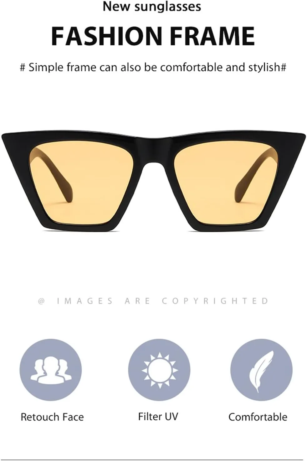 

Солнцезащитные очки для активного отдыха, женские, с большой оправой, мужские, для отпуска, для водителя, декоративные солнцезащитные очки Generic, Clear