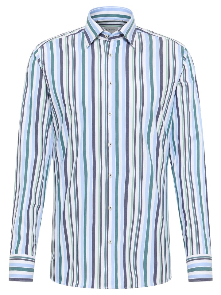 

Eterna Приталенная рубашка изумрудного цвета