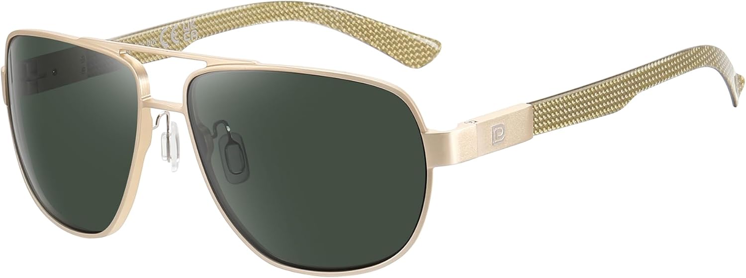 

Солнцезащитные очки-авиаторы DUCO для мужчин, поляризованные, с защитой от УФ-излучения, дужки из углеродного волокна, мужские солнцезащитные очки для вождения 3051, Gold Frame Green Lens