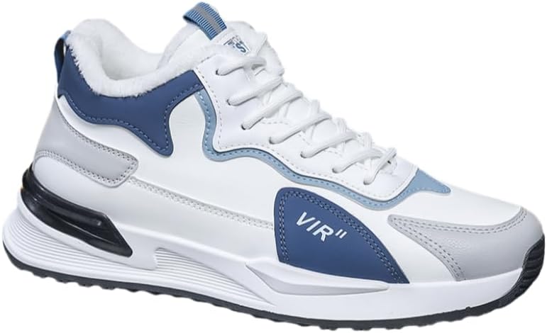 

Мужские модные спортивные кроссовки - теплые кроссовки на шнуровке с толстой подошвой из хлопка и ПВХ-подошвой - искусственная плюшевая подкладка - подходят для повседневного ношения зимой Spkfhd, белый