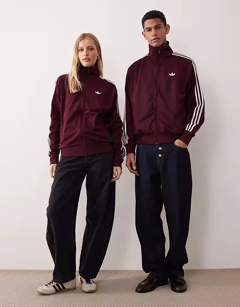 Спортивная куртка Adidas Originals Firebird в бордовом и белом цветах — фото 2