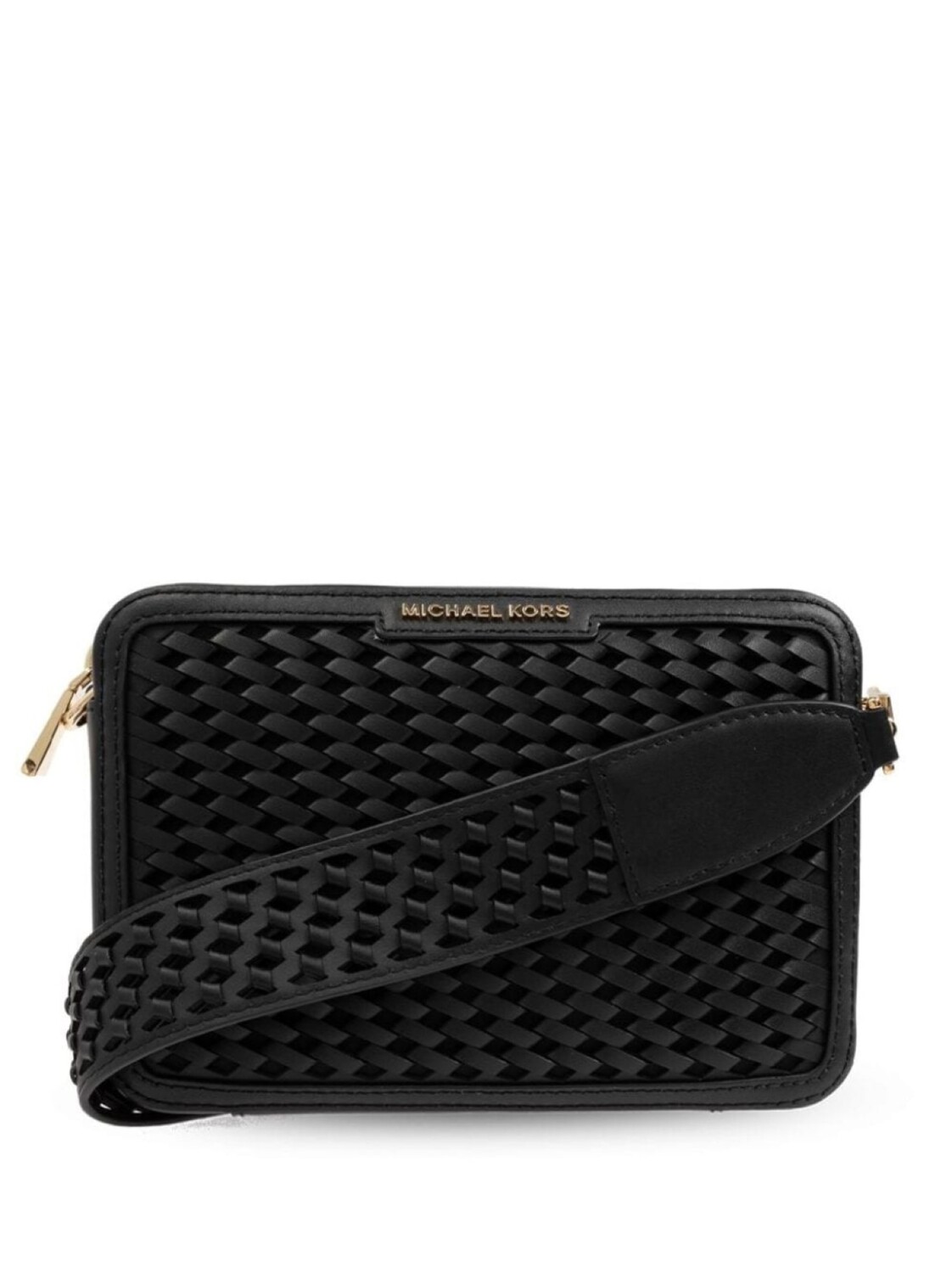 

Michael Michael Kors плетеная кожаная сумка через плечо, черный
