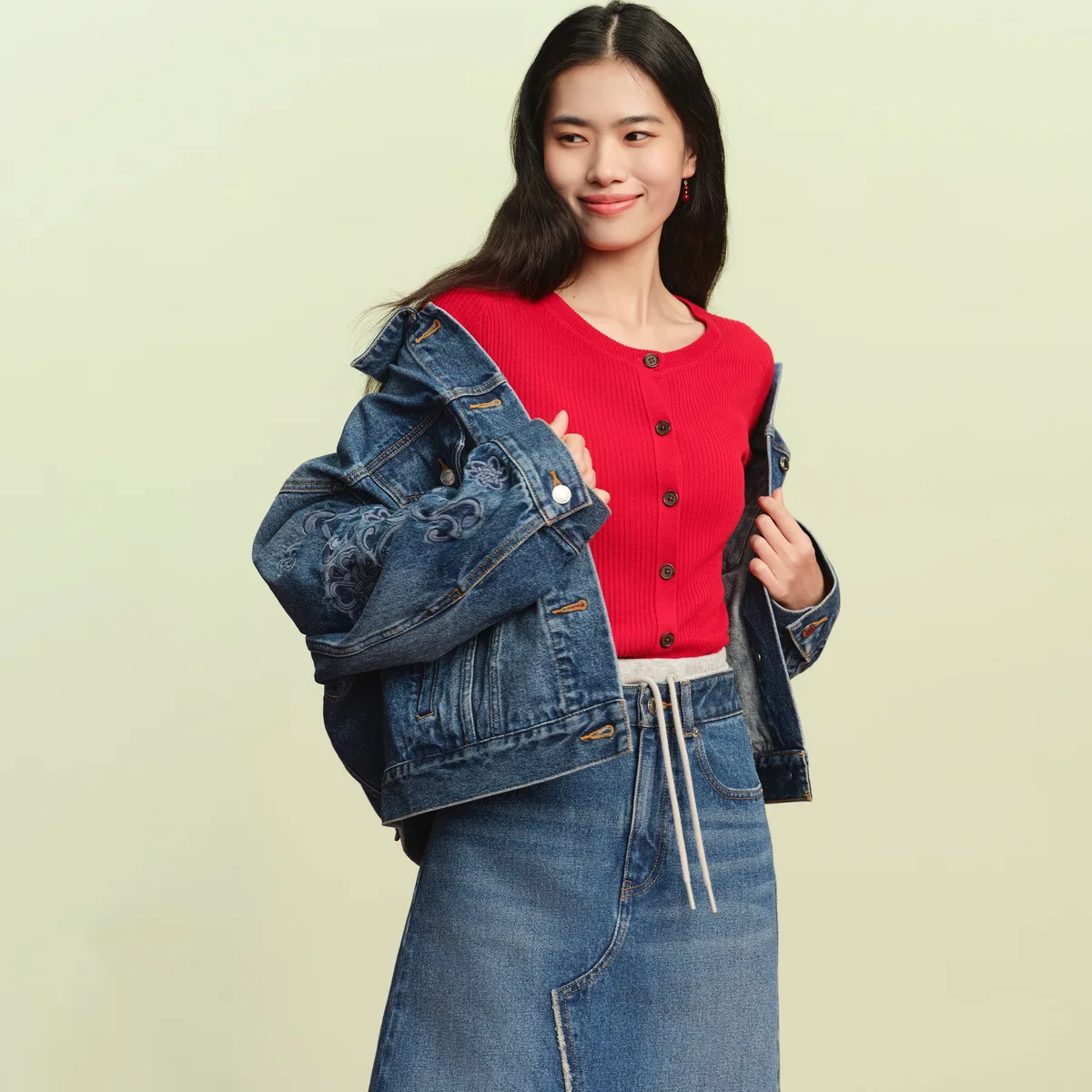Джинсовая куртка ZHONGGUOJINGJU женская GAP, Dark Color Washed — фото 4