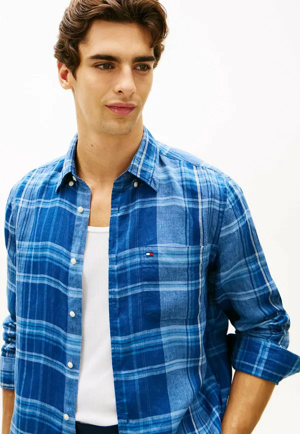 Рубашка в клетку «мадрас» стандартного кроя Tommy Hilfiger, Brisk Blue Check — фото 4