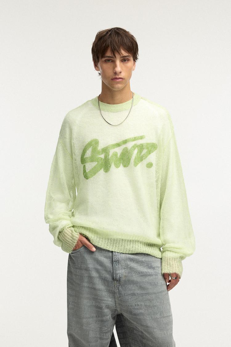

Джемпер ажурной вязки Pull And Bear, зеленый