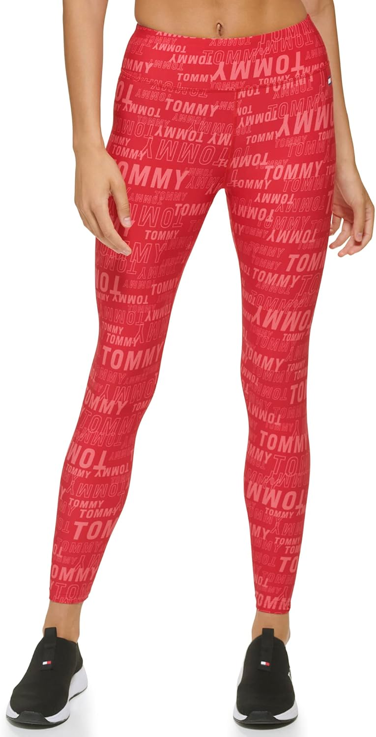 

Женские леггинсы Tommy Hilfiger с логотипом по всей поверхности и высокой талией, Rich Red