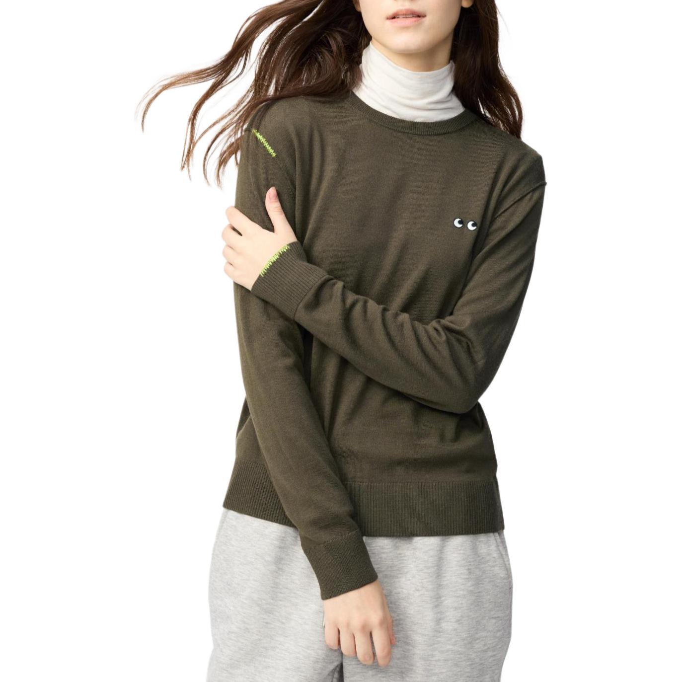 Anya Hindmarch X Anya Hindmarch Свитер совместного бренда Женский Оливковый UNIQLO — фото 3