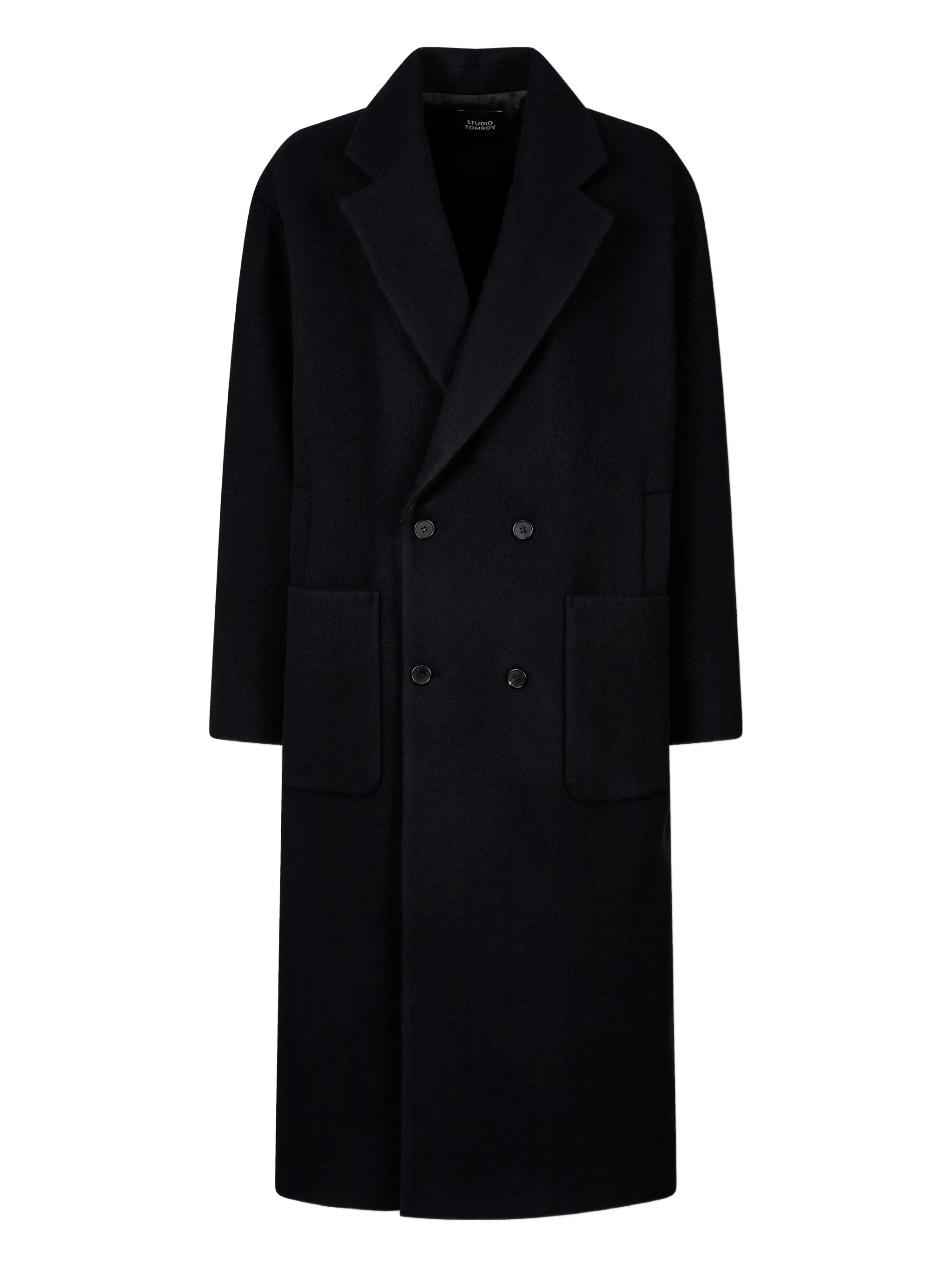 

Двубортное пальто с накладными карманами Studio Tomboy, черный