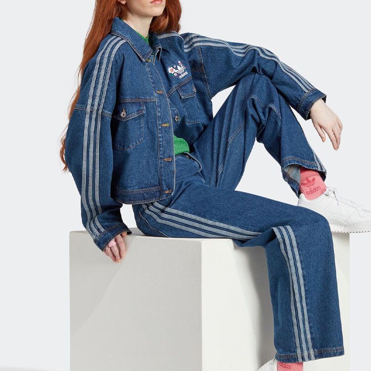 Джинсовая куртка Adidas Originals с вышитым логотипом, цвет Indigo — фото 4