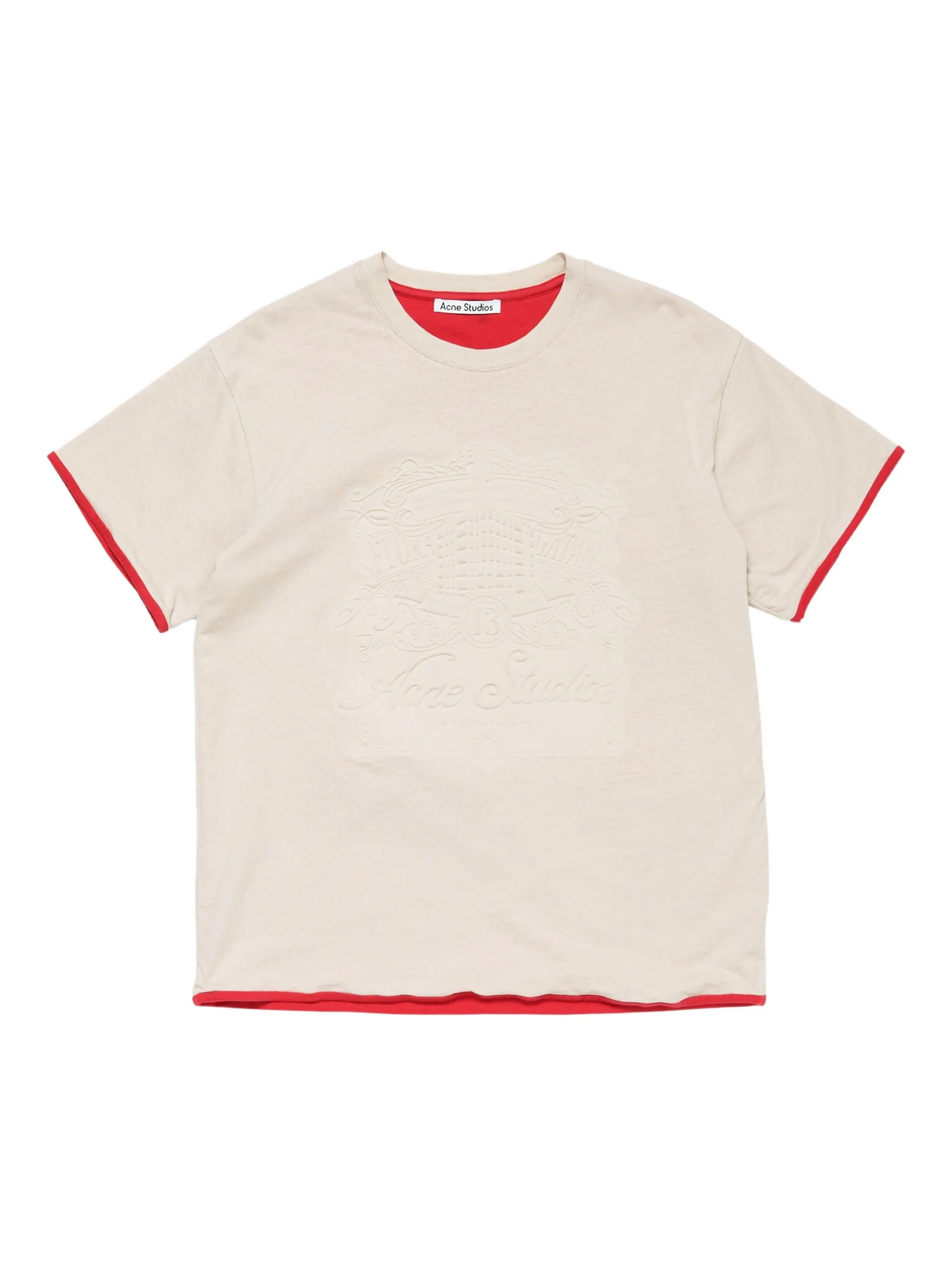 

Футболка с тисненым логотипом Acne Studios, бежевый