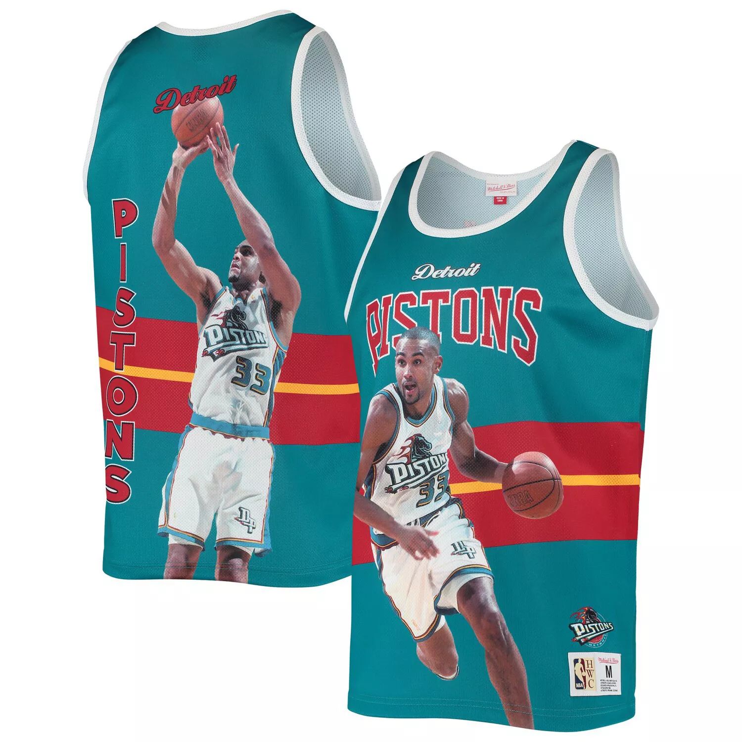 

Мужская майка Mitchell & Ness Grant Hill темно-бирюзовая Detroit Pistons Classics Player безрукавка из твердой древесины