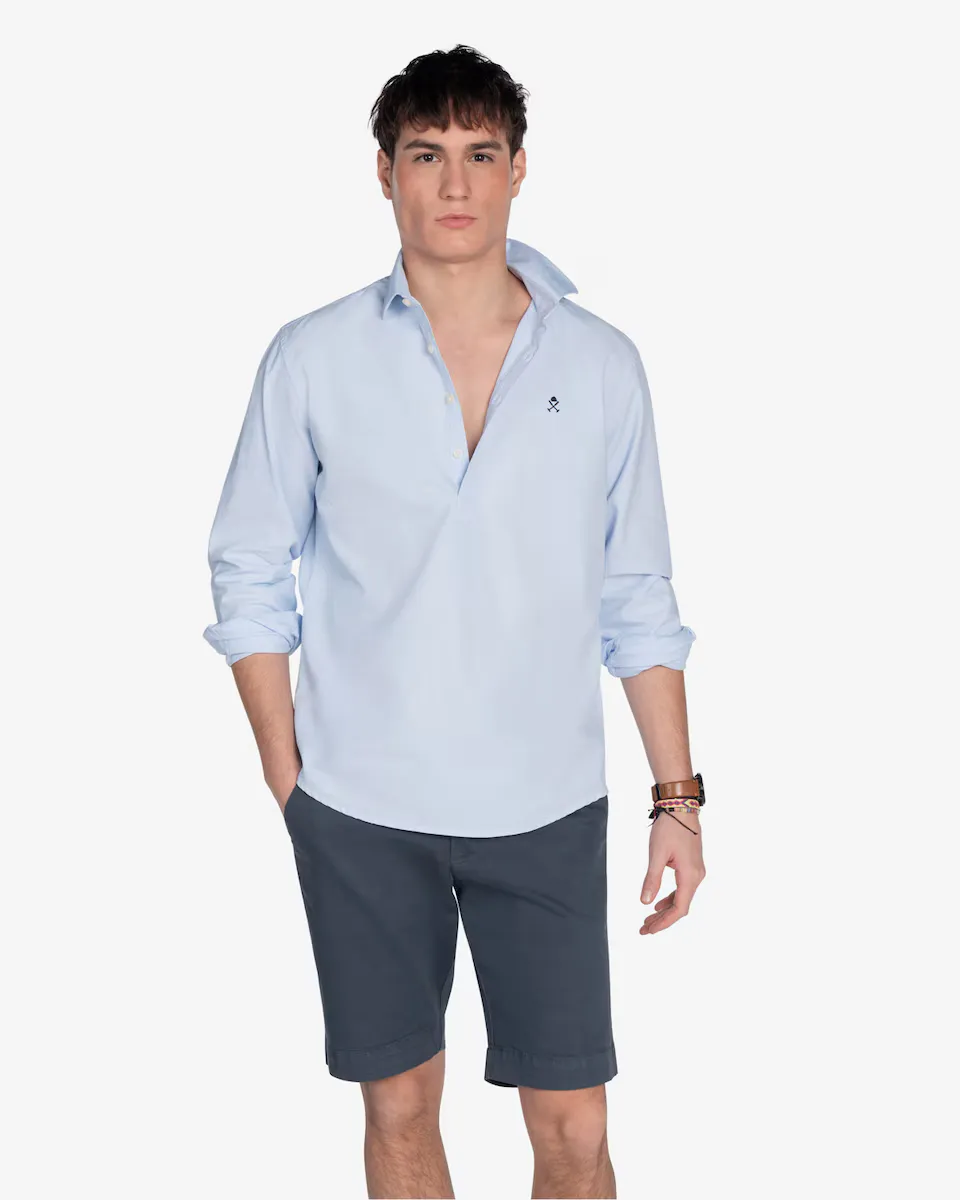 

Мужская однотонная рубашка slim fit Harper & Neyer, светло-голубой
