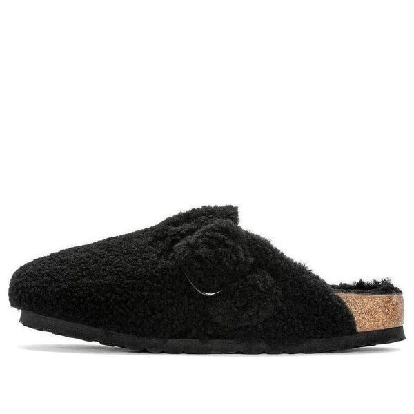 Тапочки boston big buckle shearling narrow fit 'black' Birkenstock, черный