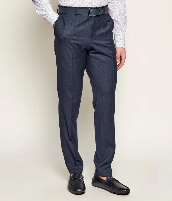Шерстяные брюки H-Genius-253 slim fit Boss, темно-синий
